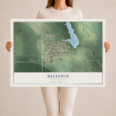 Map of Reliance, South Dakota, 24 x 36 inch unframed archival matte print