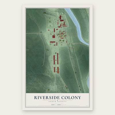 Riverside Colony, South Dakota map print, the full design