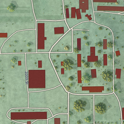 Close-up of the map of Riverside Colony, South Dakota print showing street and building detail