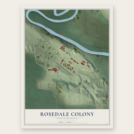 Rosedale Colony, South Dakota map print, the full design