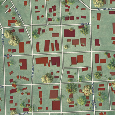 Close-up of the map of Rosholt, South Dakota print showing street and building detail