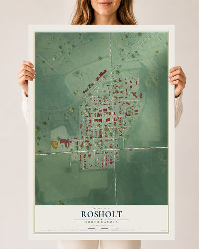 Map of Rosholt, South Dakota, 24 x 36 inch unframed archival matte print