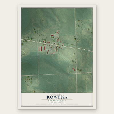 Rowena, South Dakota map print, the full design