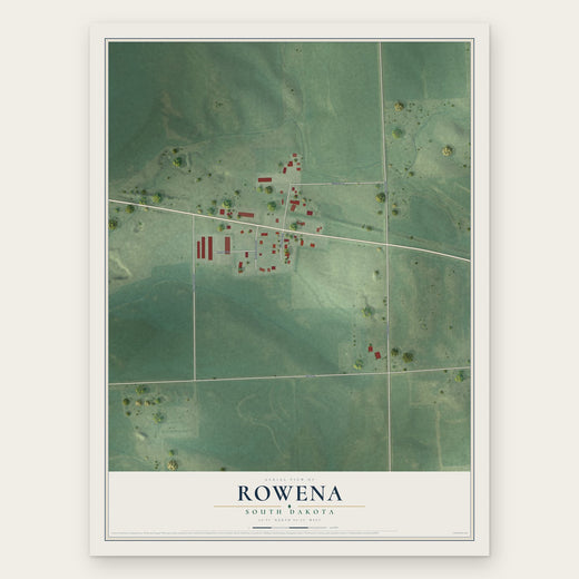 Rowena, South Dakota map print, the full design