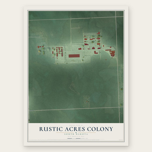 Rustic Acres Colony, South Dakota map print, the full design