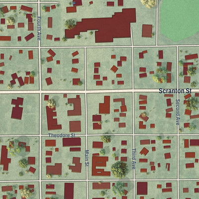 Close-up of the map of Selby, South Dakota print showing street and building detail
