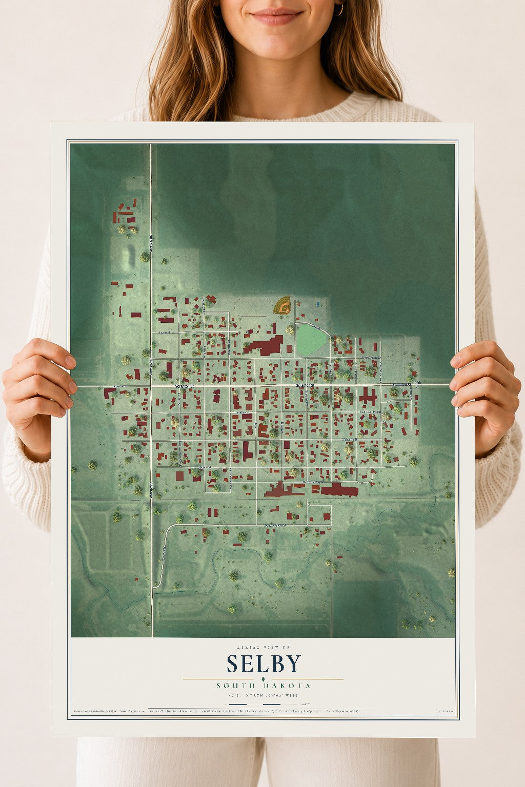 Map of Selby, South Dakota, 18 x 24 inch unframed archival matte print