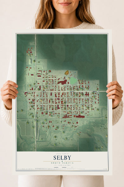 Map of Selby, South Dakota, 18 x 24 inch unframed archival matte print