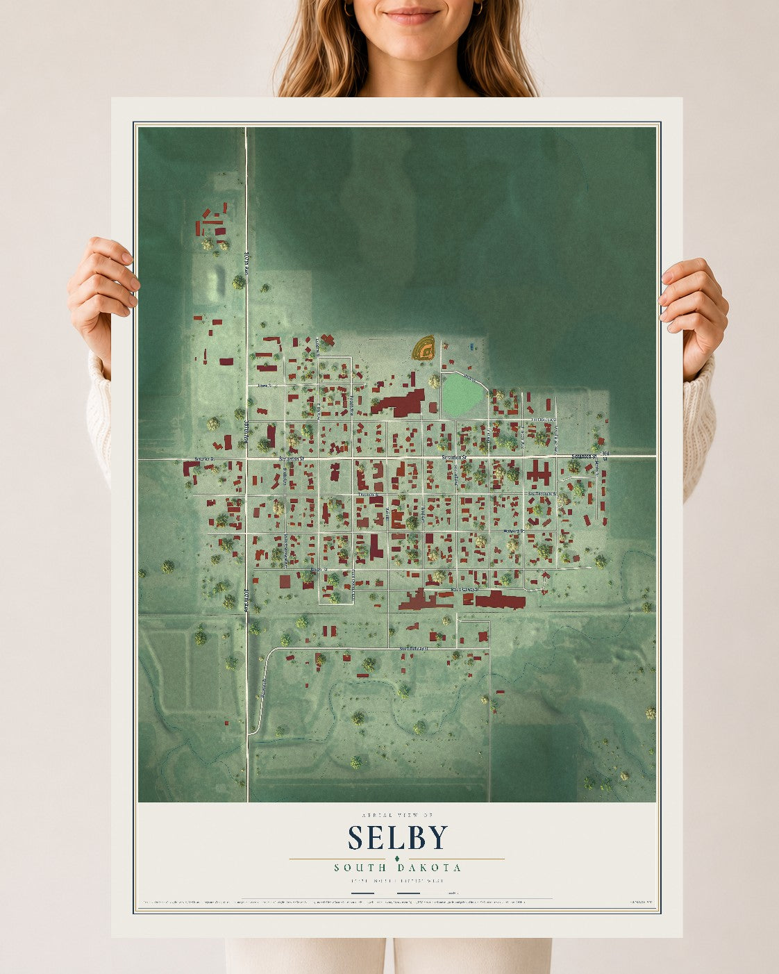 Map of Selby, South Dakota, 24 x 36 inch unframed archival matte print