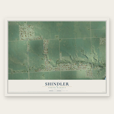 Shindler, South Dakota map print, the full design