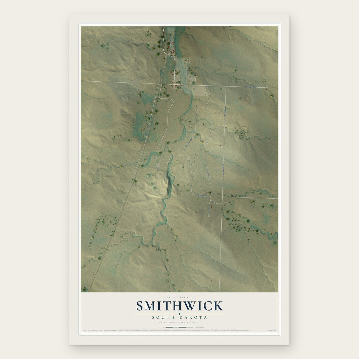 Smithwick, South Dakota map print, the full design
