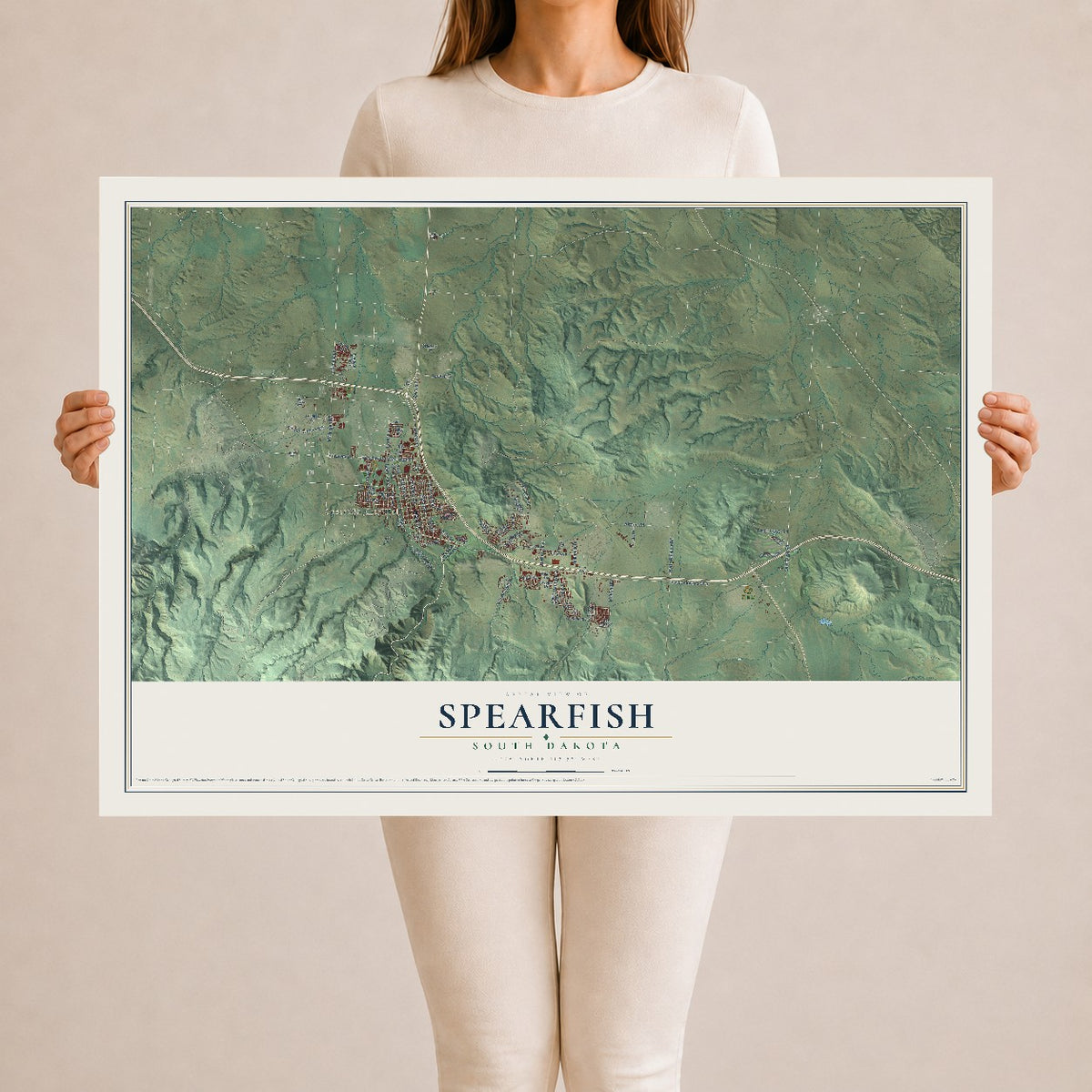 Map of Spearfish, South Dakota, 24 x 36 inch unframed archival matte print