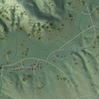 Close-up of the map of Spring Creek, South Dakota print showing street and building detail