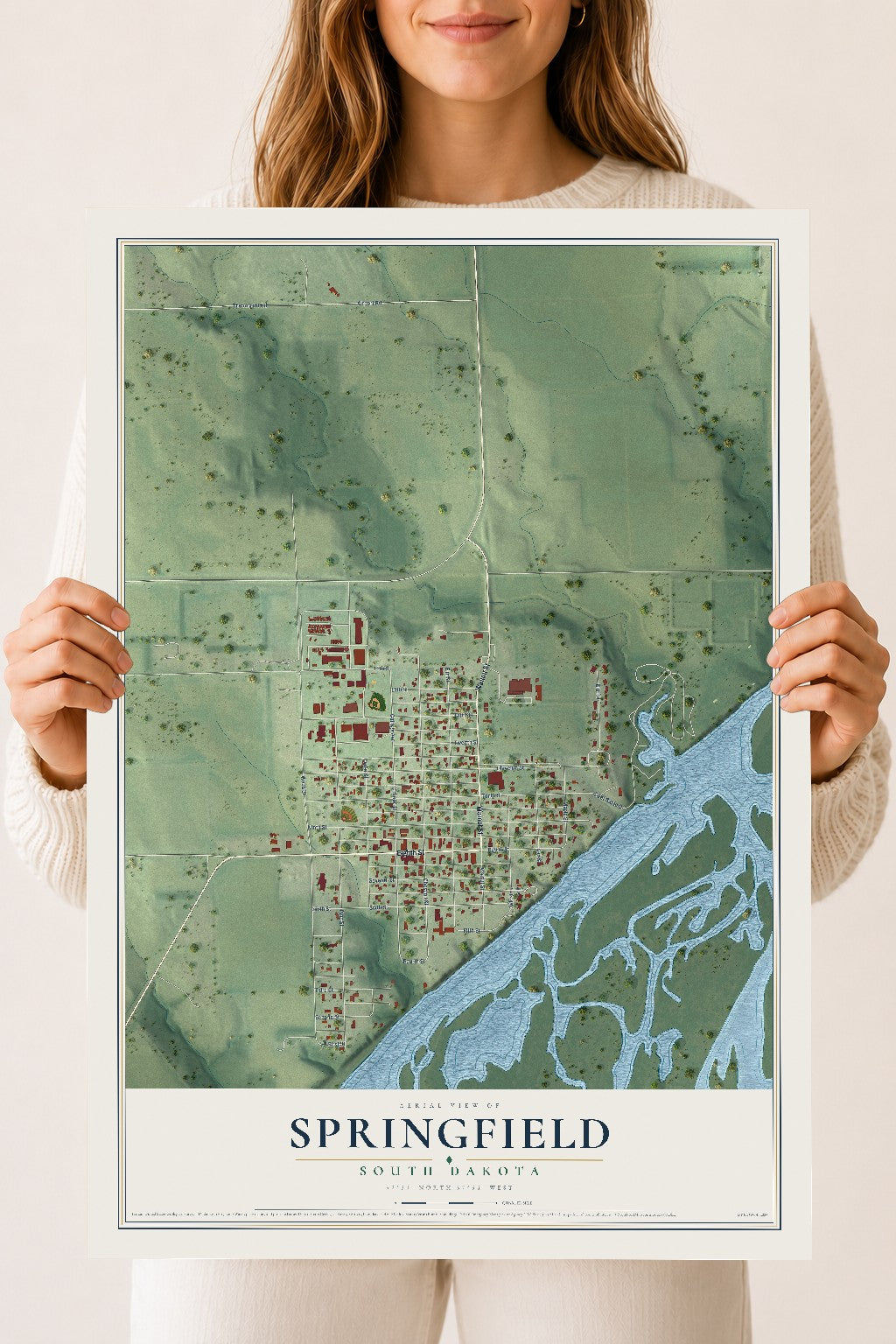Map of Springfield, South Dakota, 18 x 24 inch unframed archival matte print