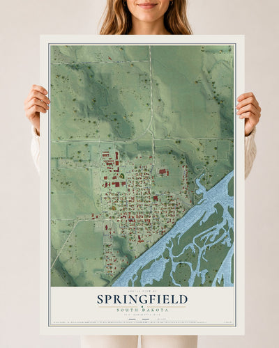 Map of Springfield, South Dakota, 24 x 36 inch unframed archival matte print