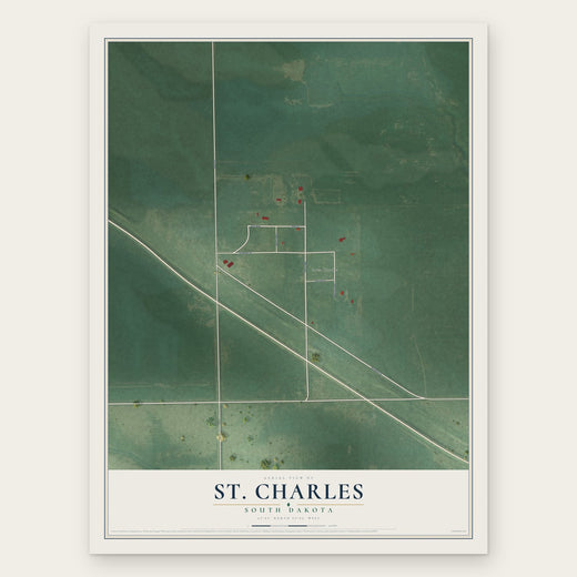 St. Charles, South Dakota map print, the full design