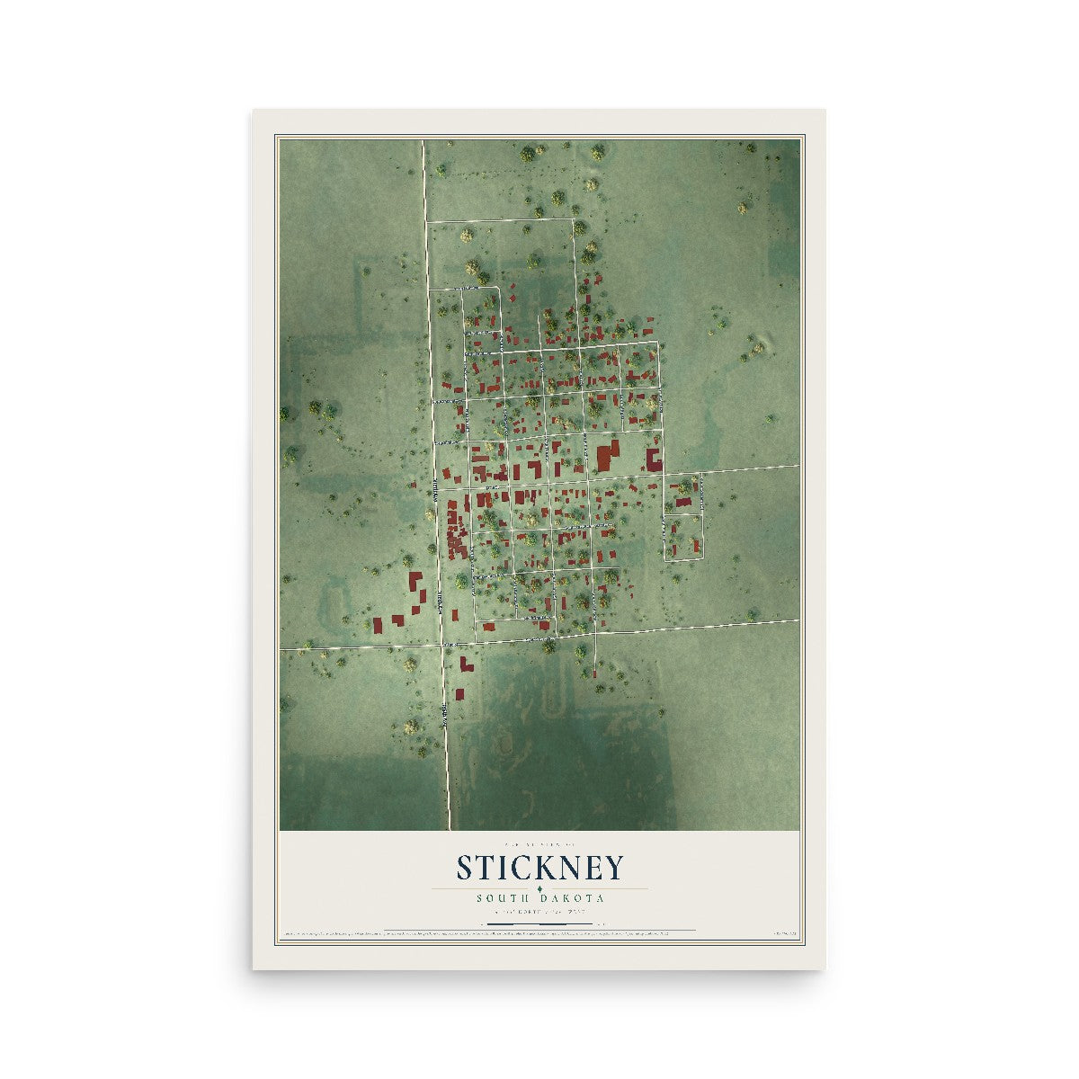 Map of Stickney, South Dakota, 12 x 18 inch unframed archival matte print