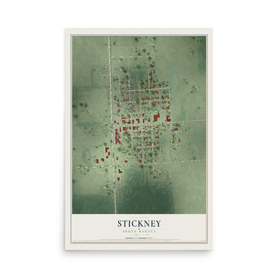 Map of Stickney, South Dakota, 12 x 18 inch unframed archival matte print