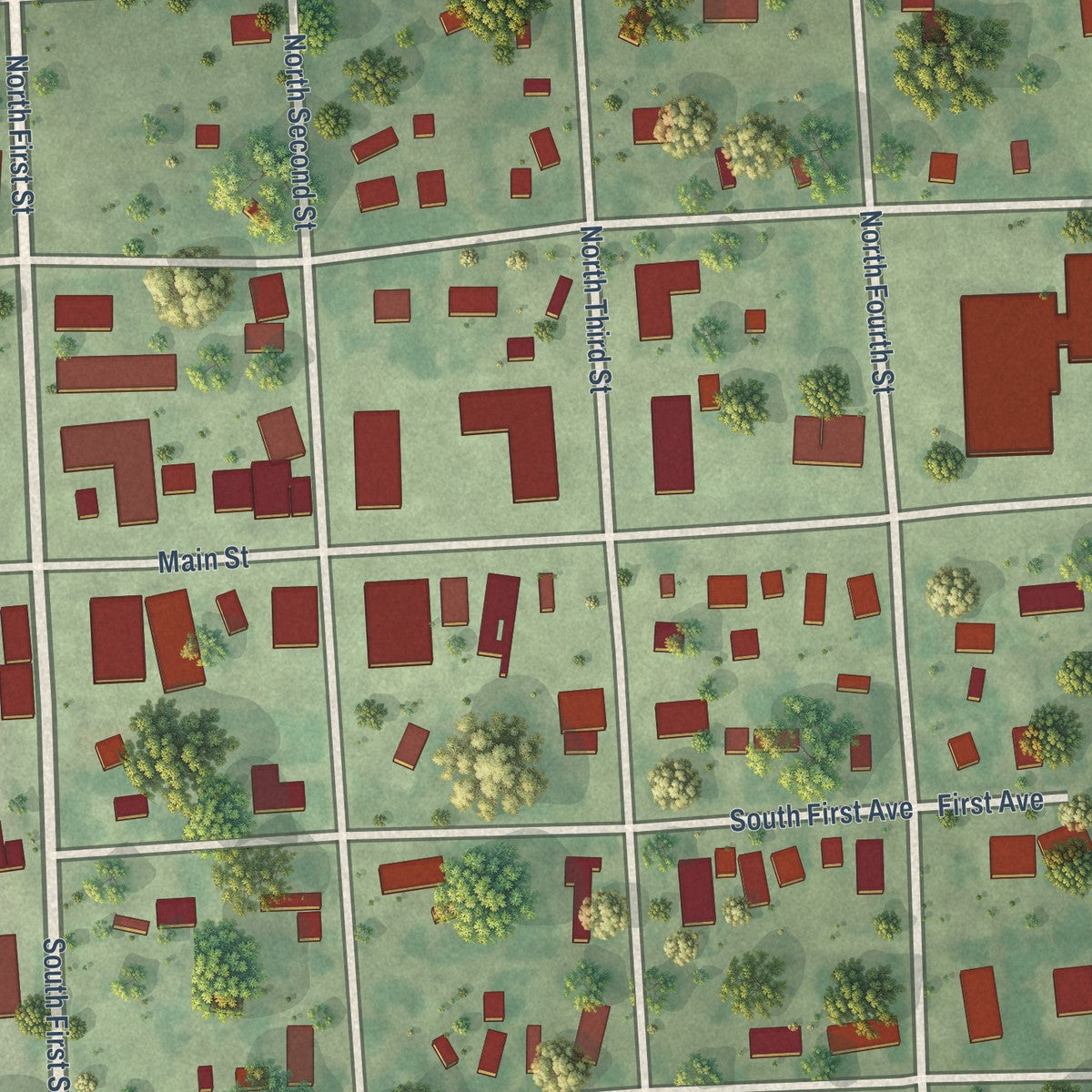 Close-up of the map of Stickney, South Dakota print showing street and building detail