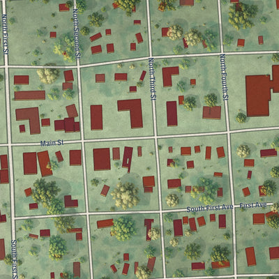 Close-up of the map of Stickney, South Dakota print showing street and building detail