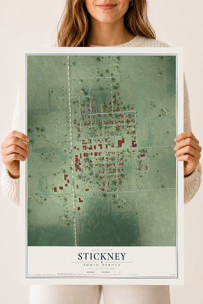 Map of Stickney, South Dakota, 18 x 24 inch unframed archival matte print