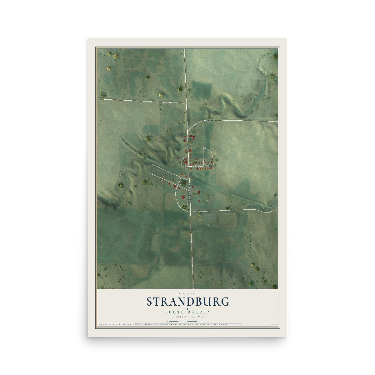 Map of Strandburg, South Dakota, 12 x 18 inch unframed archival matte print