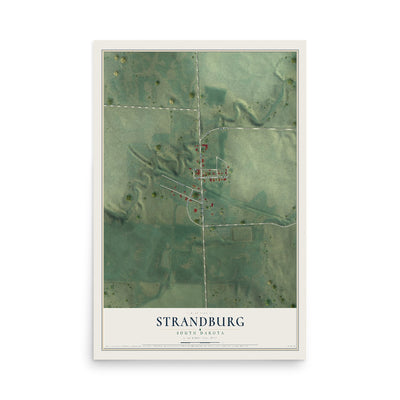 Map of Strandburg, South Dakota, 12 x 18 inch unframed archival matte print