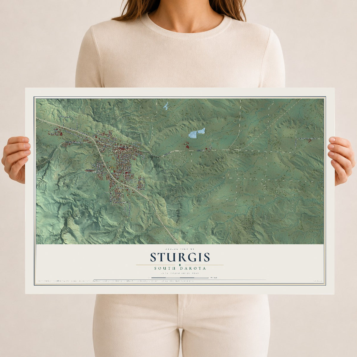 Map of Sturgis, South Dakota, 12 x 18 inch unframed archival matte print