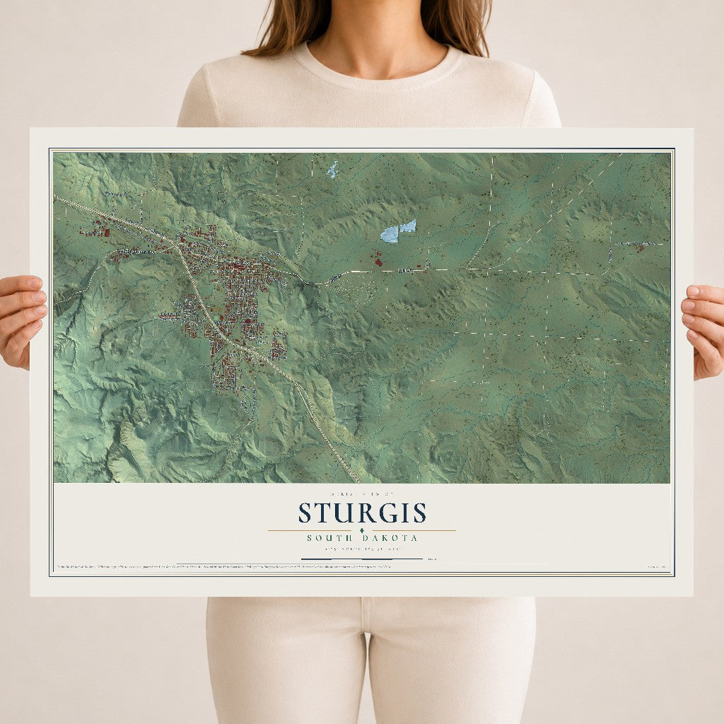 Map of Sturgis, South Dakota, 18 x 24 inch unframed archival matte print