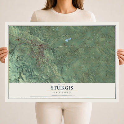 Map of Sturgis, South Dakota, 18 x 24 inch unframed archival matte print