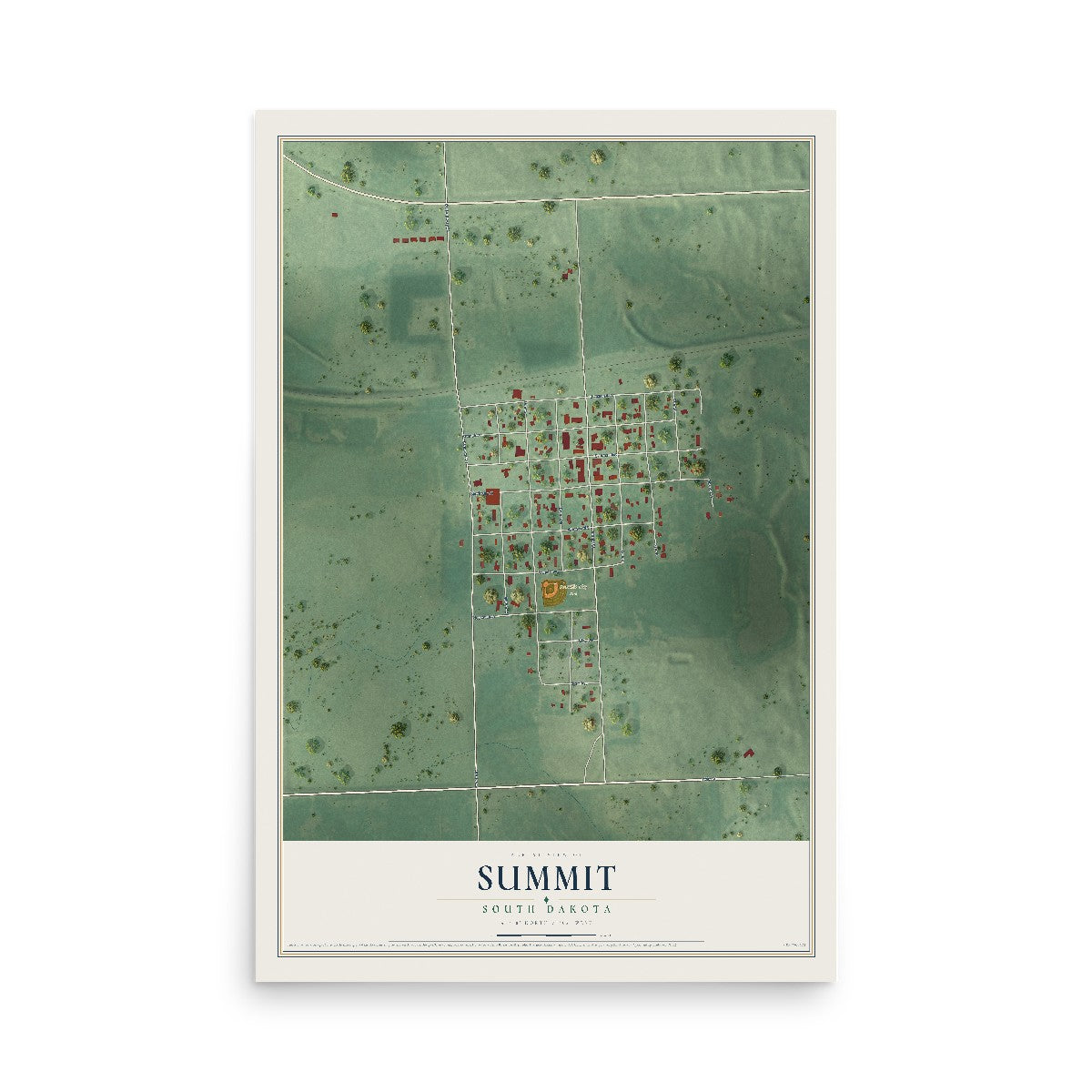 Map of Summit, South Dakota, 12 x 18 inch unframed archival matte print