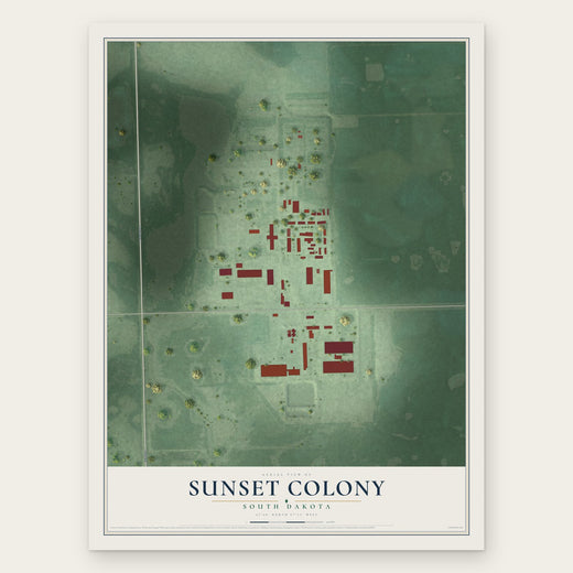 Sunset Colony, South Dakota map print, the full design