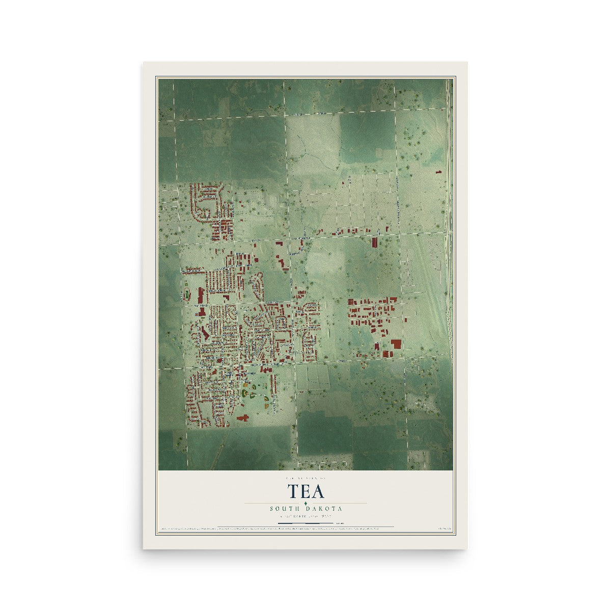Map of Tea, South Dakota, 12 x 18 inch unframed archival matte print