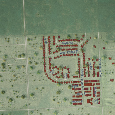 Second close-up of the map of Tea, South Dakota print showing more streets and buildings