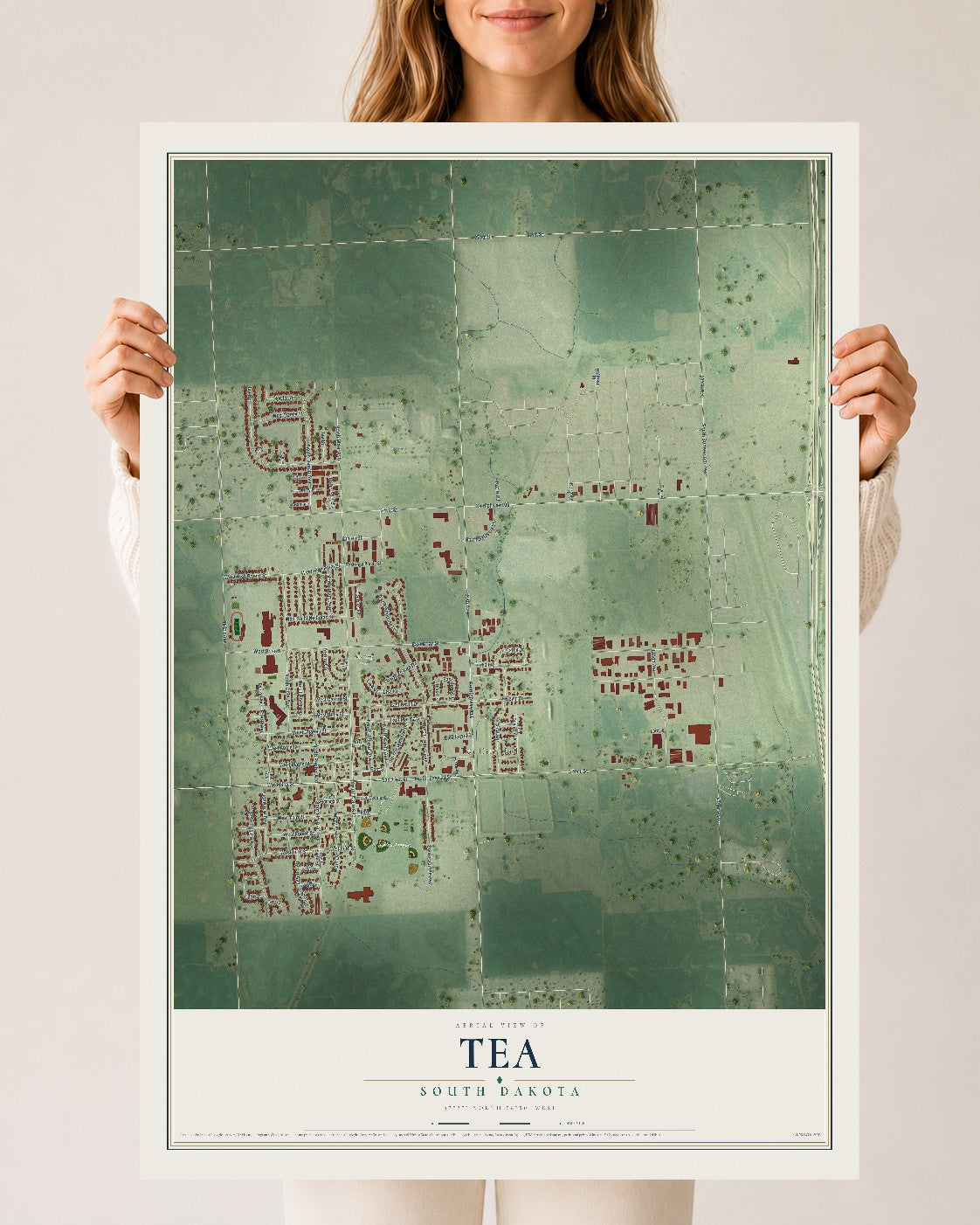 Map of Tea, South Dakota, 24 x 36 inch unframed archival matte print