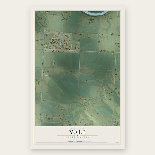 Vale, South Dakota map print, the full design
