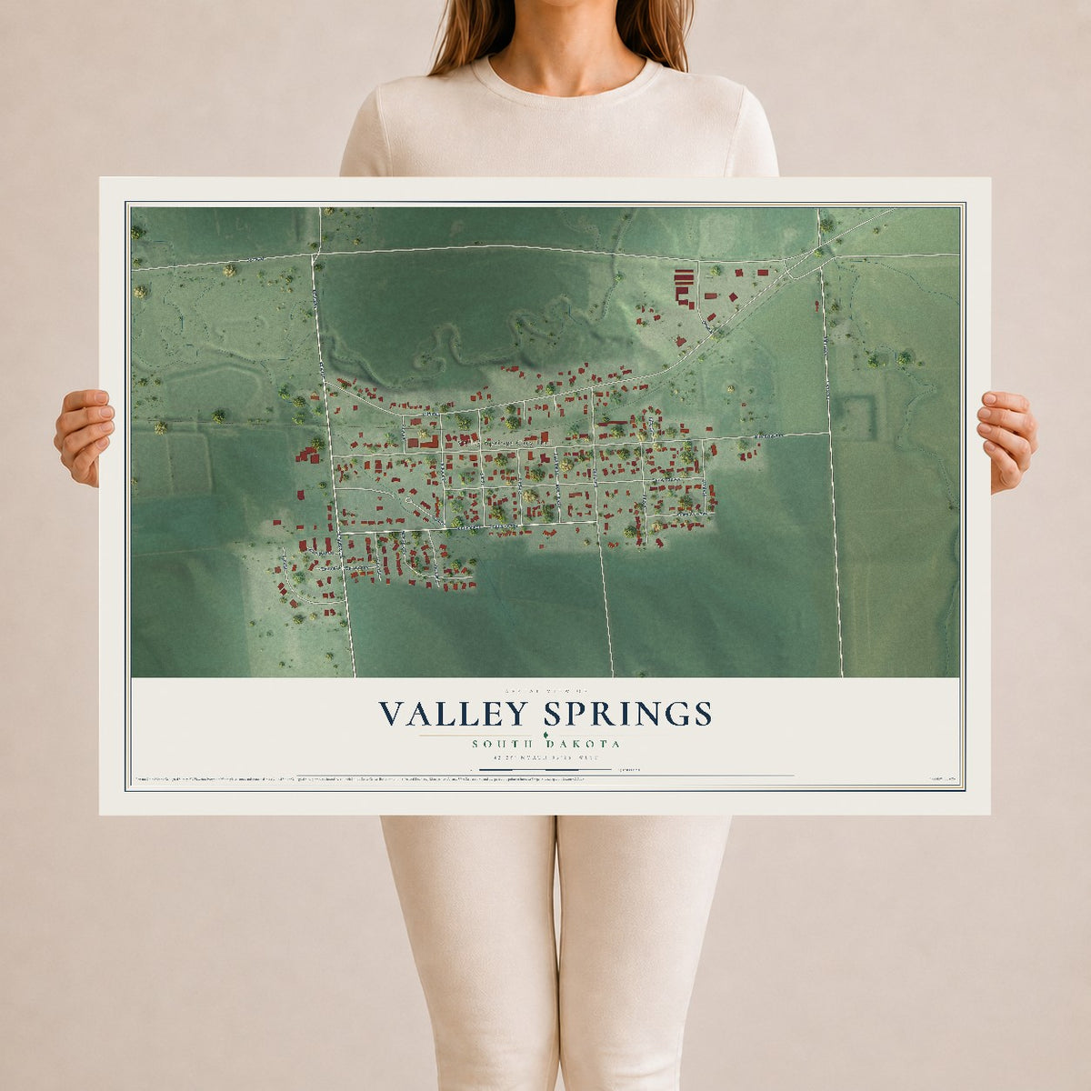 Map of Valley Springs, South Dakota, 24 x 36 inch unframed archival matte print