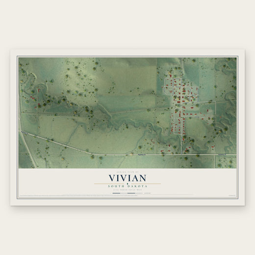 Vivian, South Dakota map print, the full design