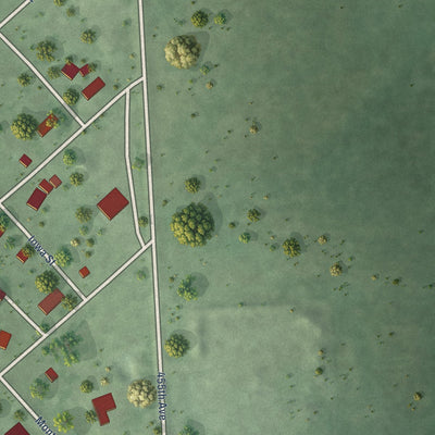 Second close-up of the map of Wakonda, South Dakota print showing more streets and buildings