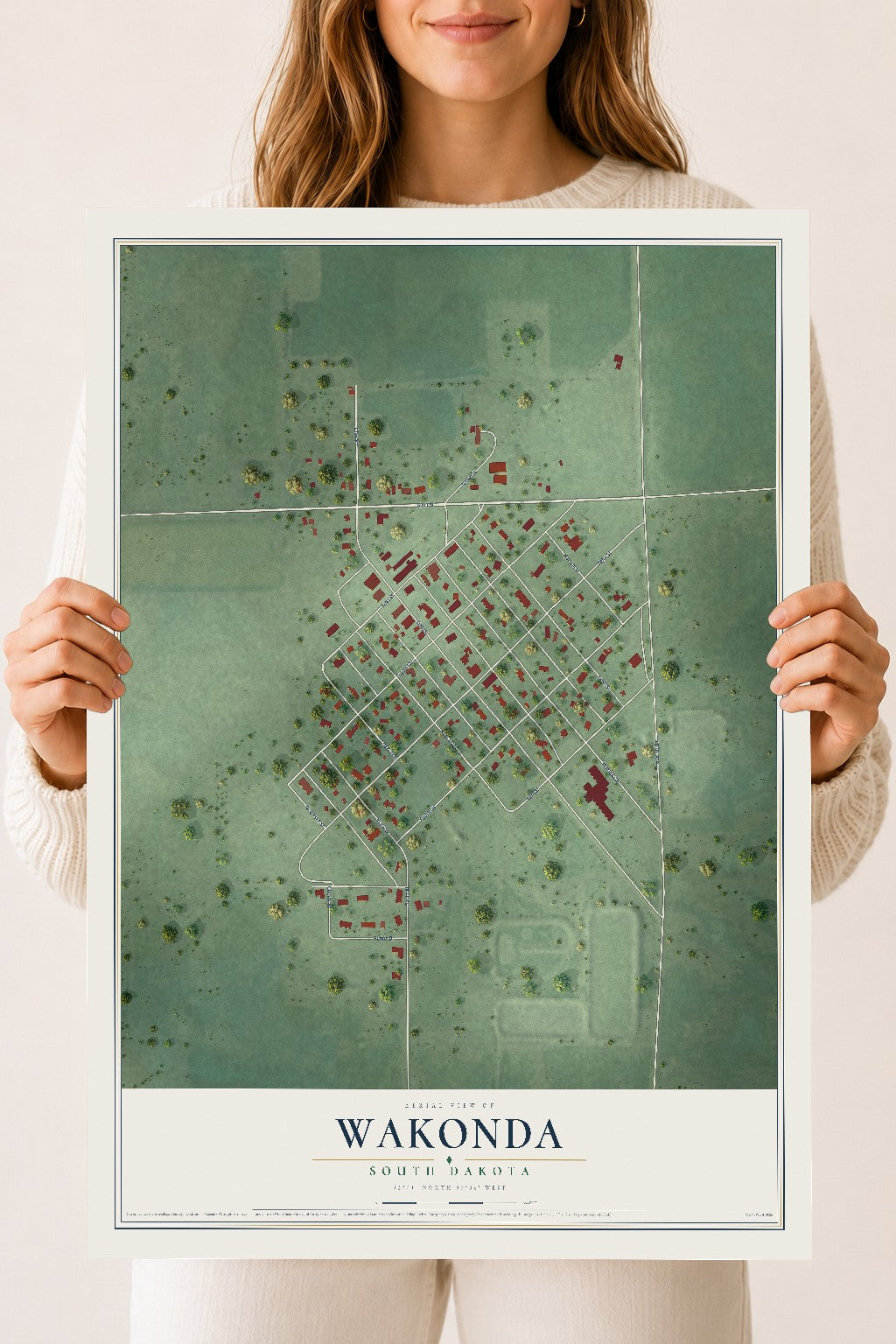 Map of Wakonda, South Dakota, 18 x 24 inch unframed archival matte print