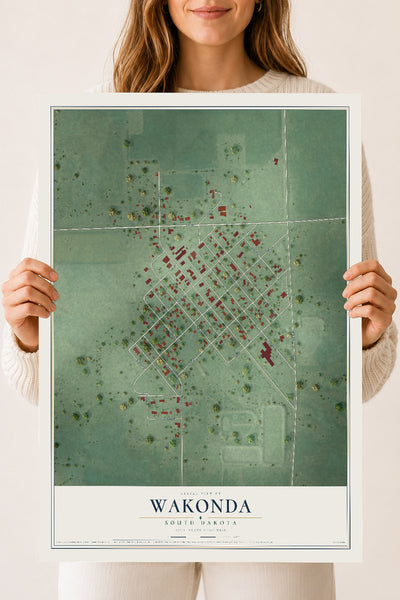 Map of Wakonda, South Dakota, 18 x 24 inch unframed archival matte print
