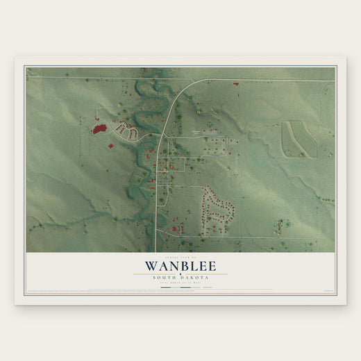 Wanblee, South Dakota map print, the full design