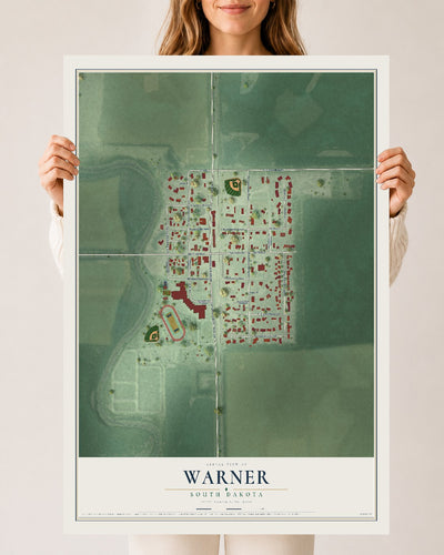 Map of Warner, South Dakota, 24 x 36 inch unframed archival matte print