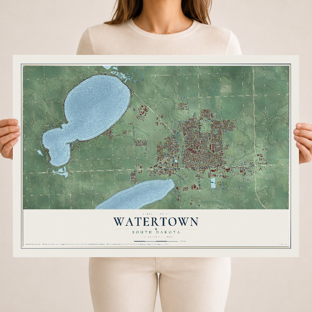 Map of Watertown, South Dakota, 18 x 24 inch unframed archival matte print