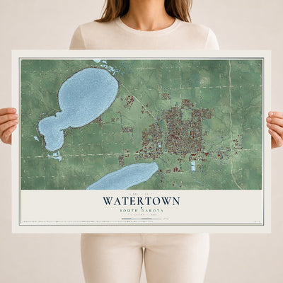 Map of Watertown, South Dakota, 18 x 24 inch unframed archival matte print
