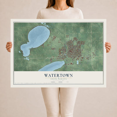 Map of Watertown, South Dakota, 24 x 36 inch unframed archival matte print