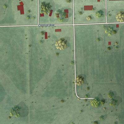 Close-up of the map of Waverly, South Dakota print showing street and building detail