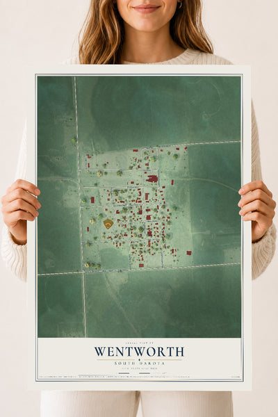 Map of Wentworth, South Dakota, 18 x 24 inch unframed archival matte print