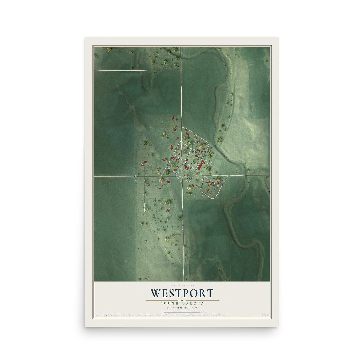 Map of Westport, South Dakota, 12 x 18 inch unframed archival matte print