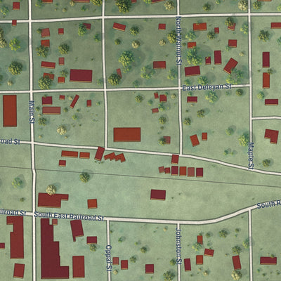Close-up of the map of White Lake, South Dakota print showing street and building detail